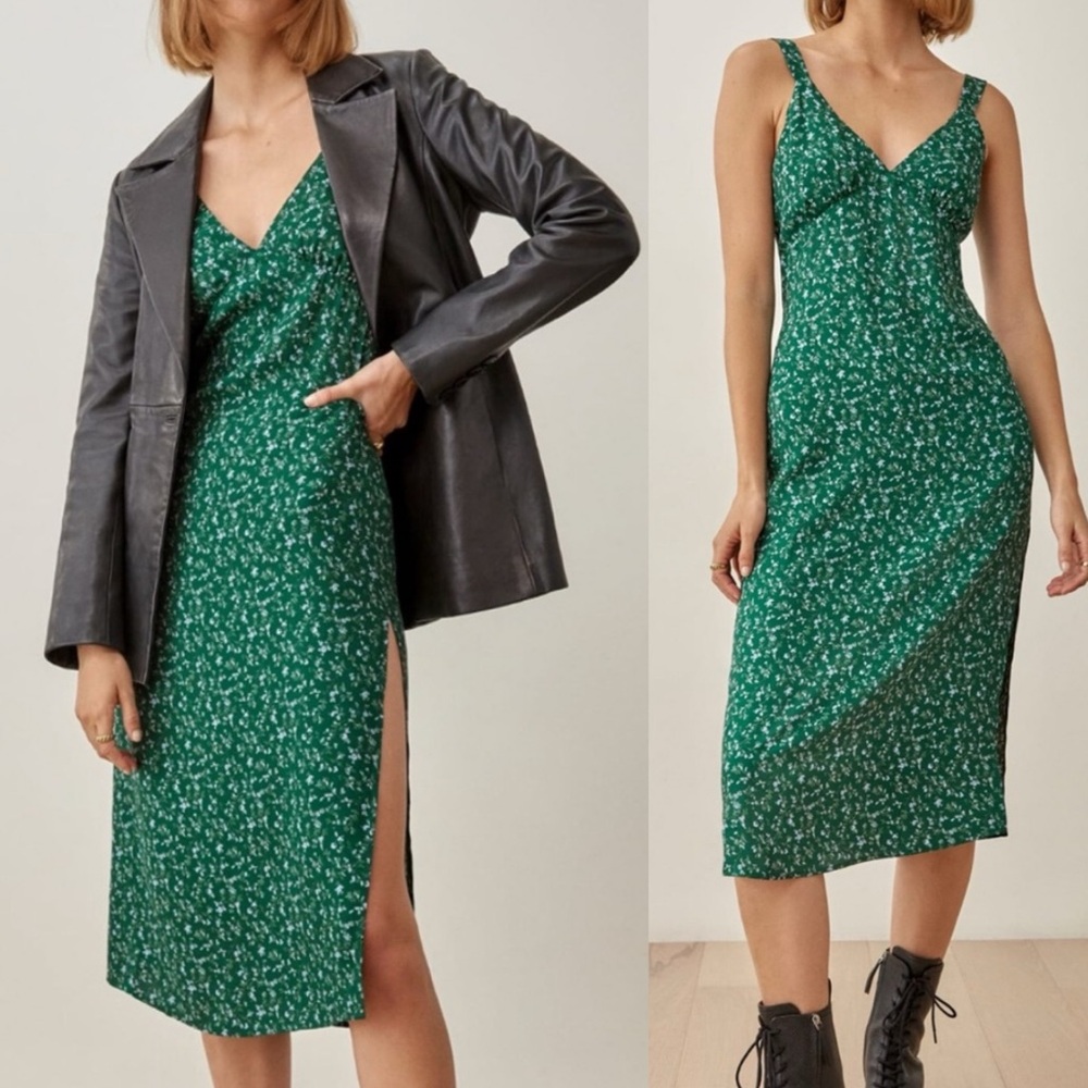 Reformation Emerald Floral Midi Dress